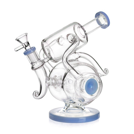 Blue glass recycler bong with loop recycler for sale at Fat Ass Glass, buy online with fast shipping. 