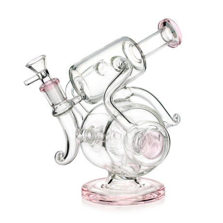 Pink glass recycler bong with loop recycler for sale at Fat Ass Glass, buy online with fast shipping. 