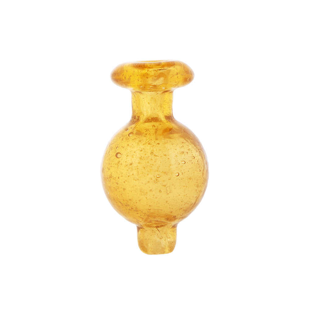 Glow In Dark Round Carb Cap Amber Front View Highlighting Round Bubble Shape