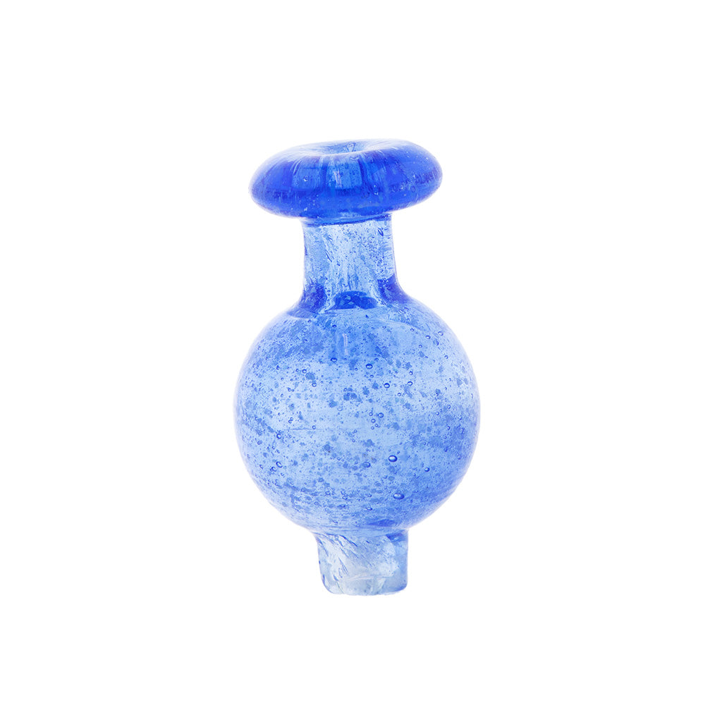 Glow In Dark Round Carb Cap Blue Front View Highlighting Round Bubble Shape