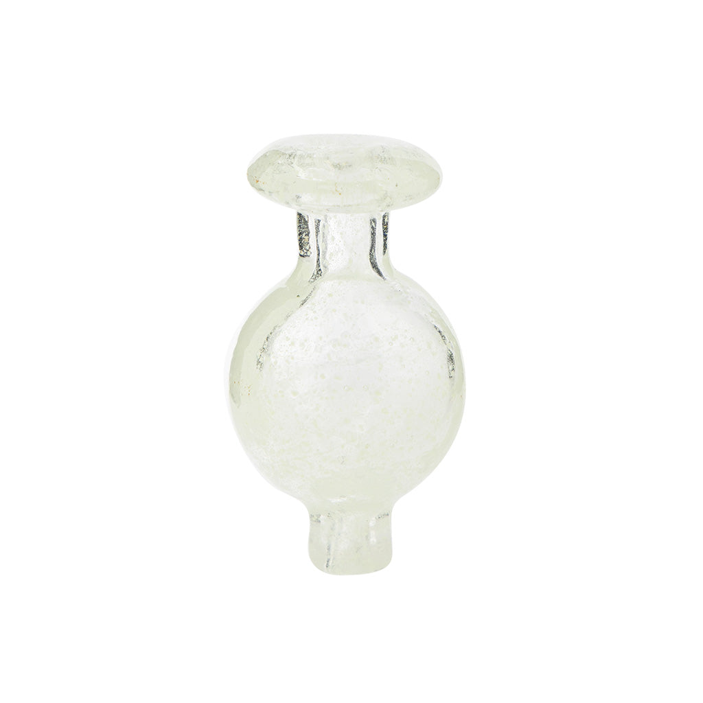 Glow In Dark Round Carb Cap Clear Front View Highlighting Round Bubble Shape