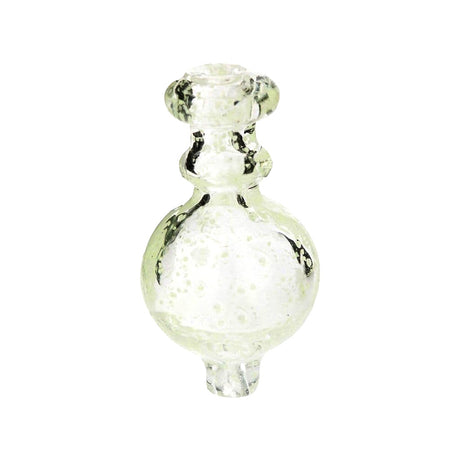 Fat Ass Glass glow white glow in the dark flecked glass bubble carb cap shown upright with pale translucent glass finish