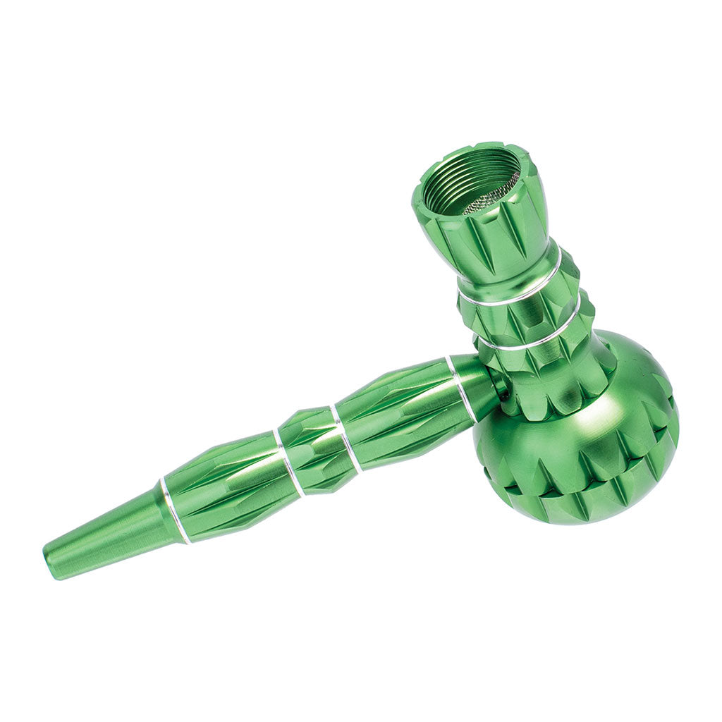 ALUMINUM RIBBED SMOKING PIPE WITH GRINDER