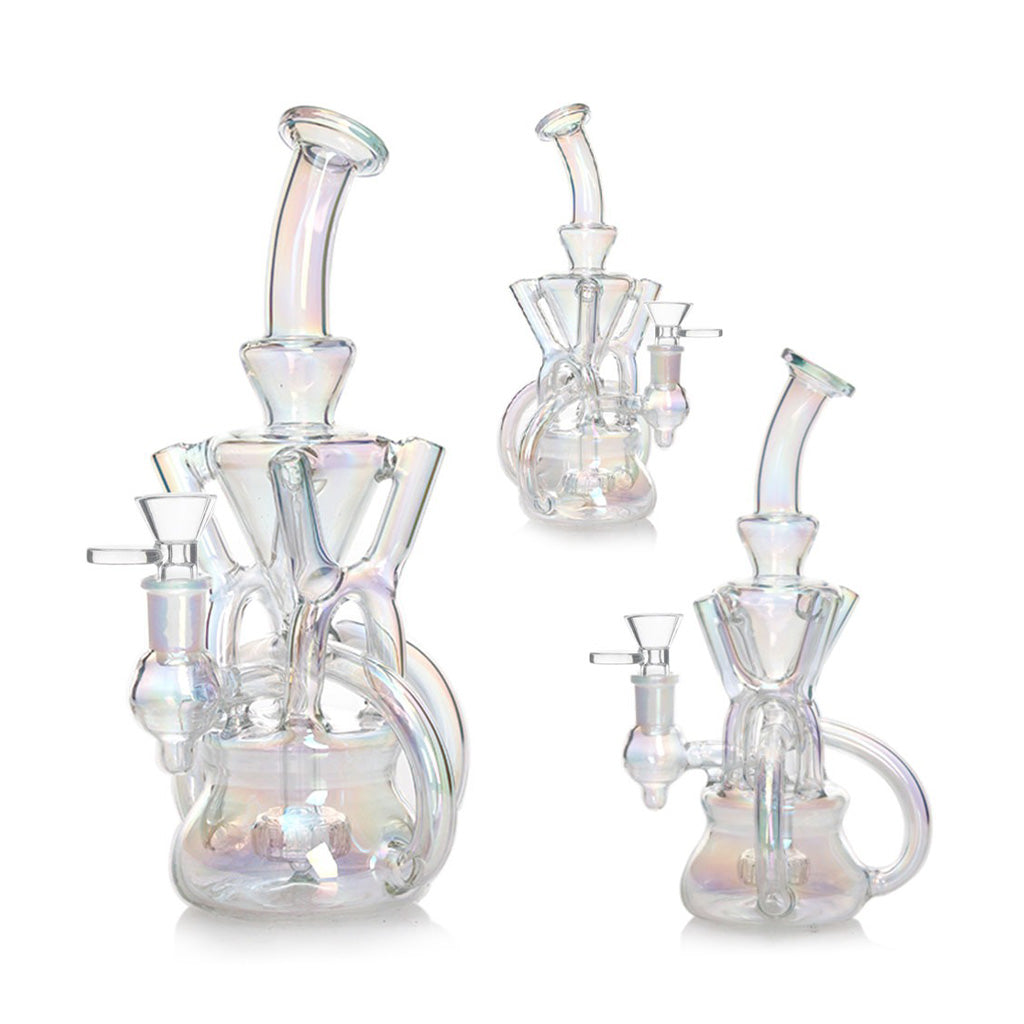 Holographic Rainbow Perc Rig for Sale | Honeybee Herb – fatassglass