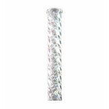 Detailed closeup of twisted holographic rainbow glass on 16 inch thick straight tube bong for sale online