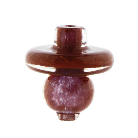Maroon glass directional bubble carb cap by Fat Ass Glass shown in upright front view on a white background.