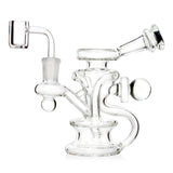 5-inch 14mm Mini Recycler glass dab rig with quartz banger and clear recycler design available at FGC 
