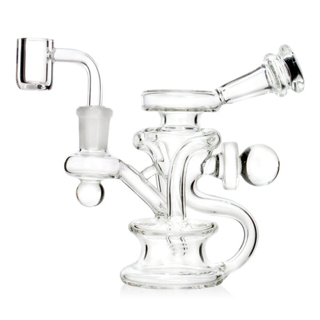 5-inch 14mm Mini Recycler glass dab rig with quartz banger and clear recycler design available at FGC 