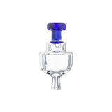 Oil Lamp Style Carb Cap Blue Front View with Clear Glass Body