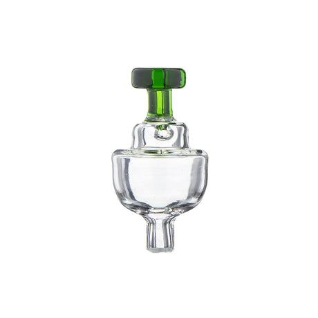 Oil Lamp Style Carb Cap Green Front View with Clear Glass Body