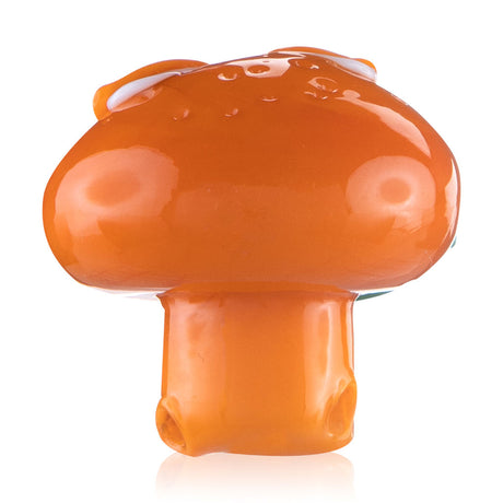Bottom view of Orange Dude glass carb cap from Fat Ass Glass showing glossy orange finish and cap base detail