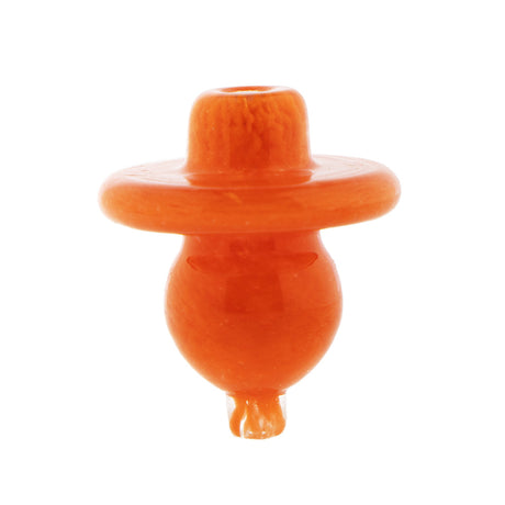 Orange glass directional bubble carb cap by Fat Ass Glass shown in upright front view on a white background.