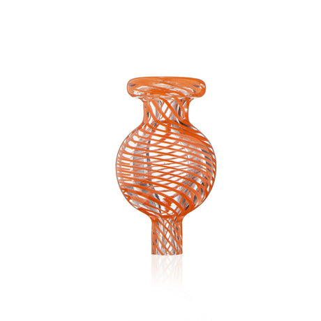Orange spiral swirl glass bubble carb cap by Fat Ass Glass shown in upright front view on a white background.
