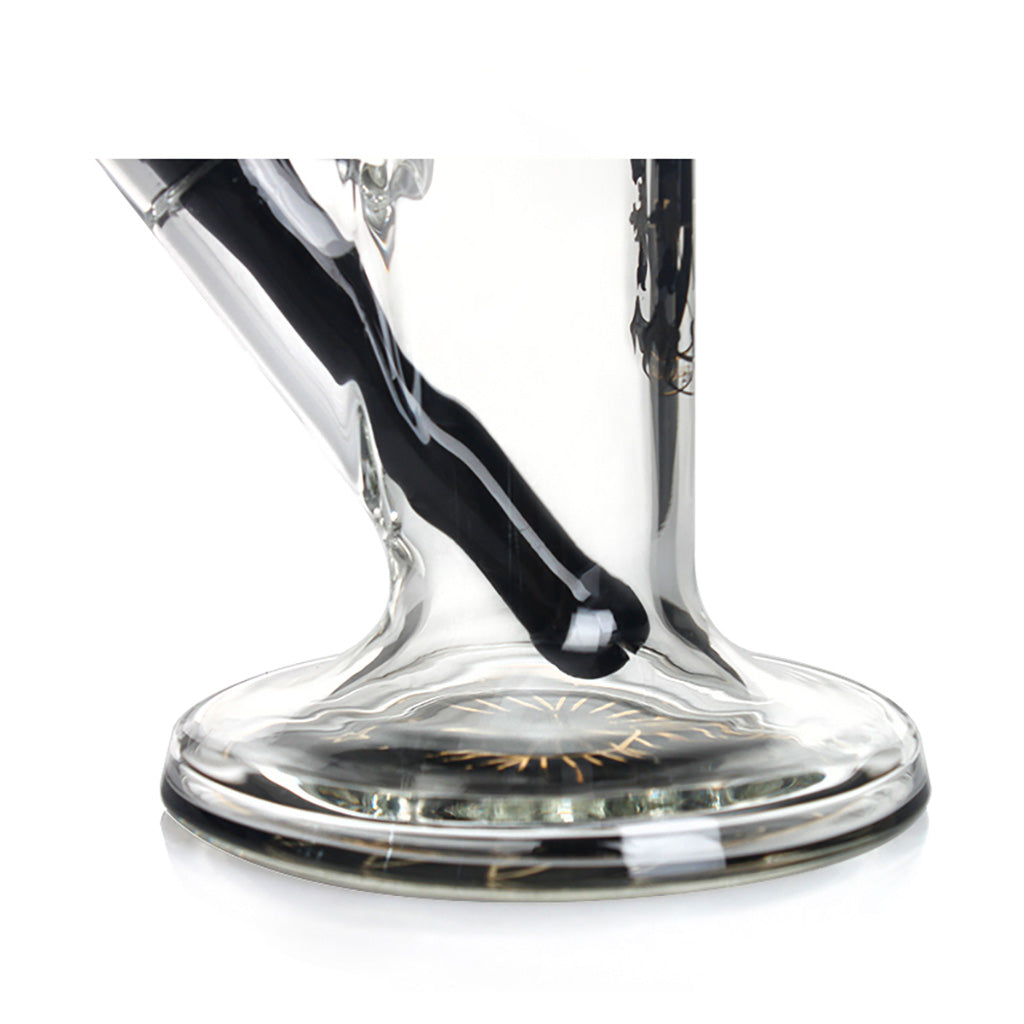 Close-up of black downstem 10" Phoenix Glass Straight Tube Bong for sale 