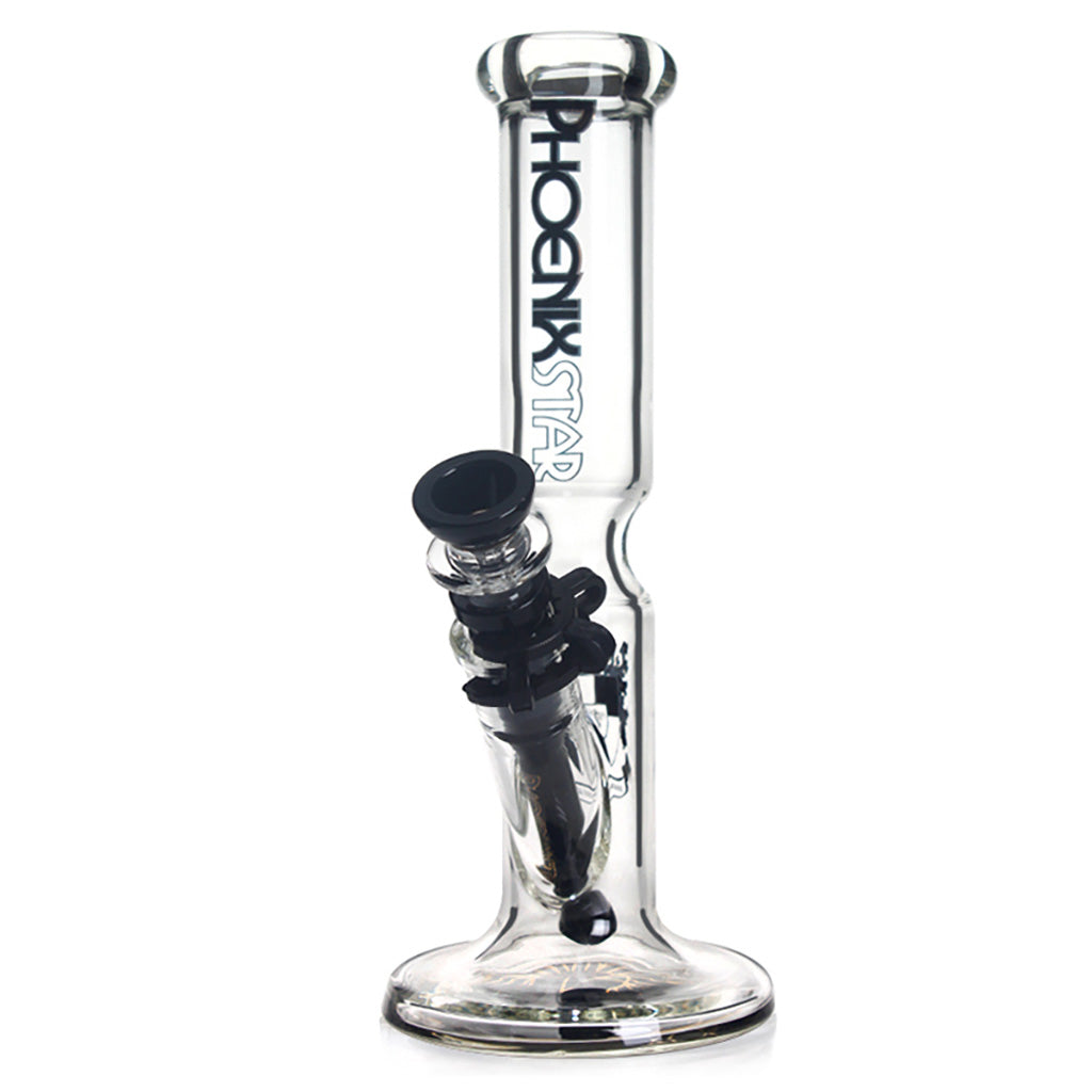 10" Phoenix Glass Straight Tube Bong in black, available to buy online