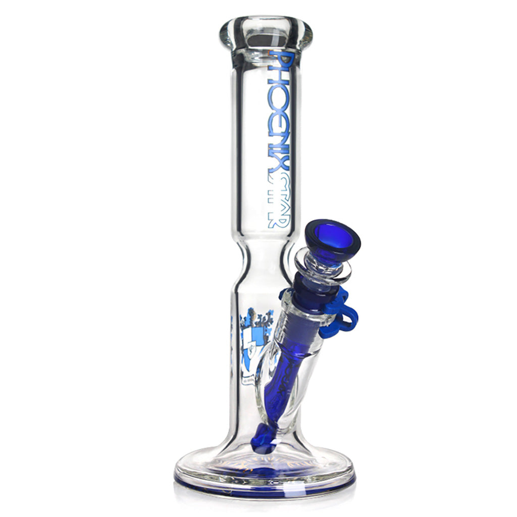 10" Phoenix Glass Straight Tube Bong in blue for sale at Fat Ass Glass 