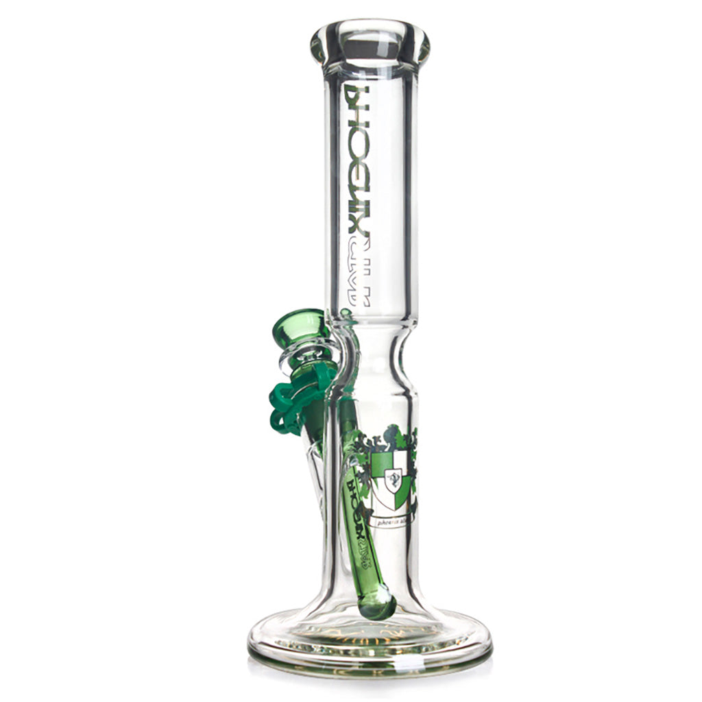Buy green 10" Phoenix Glass Straight Tube Bong, quality glassware for sale 
