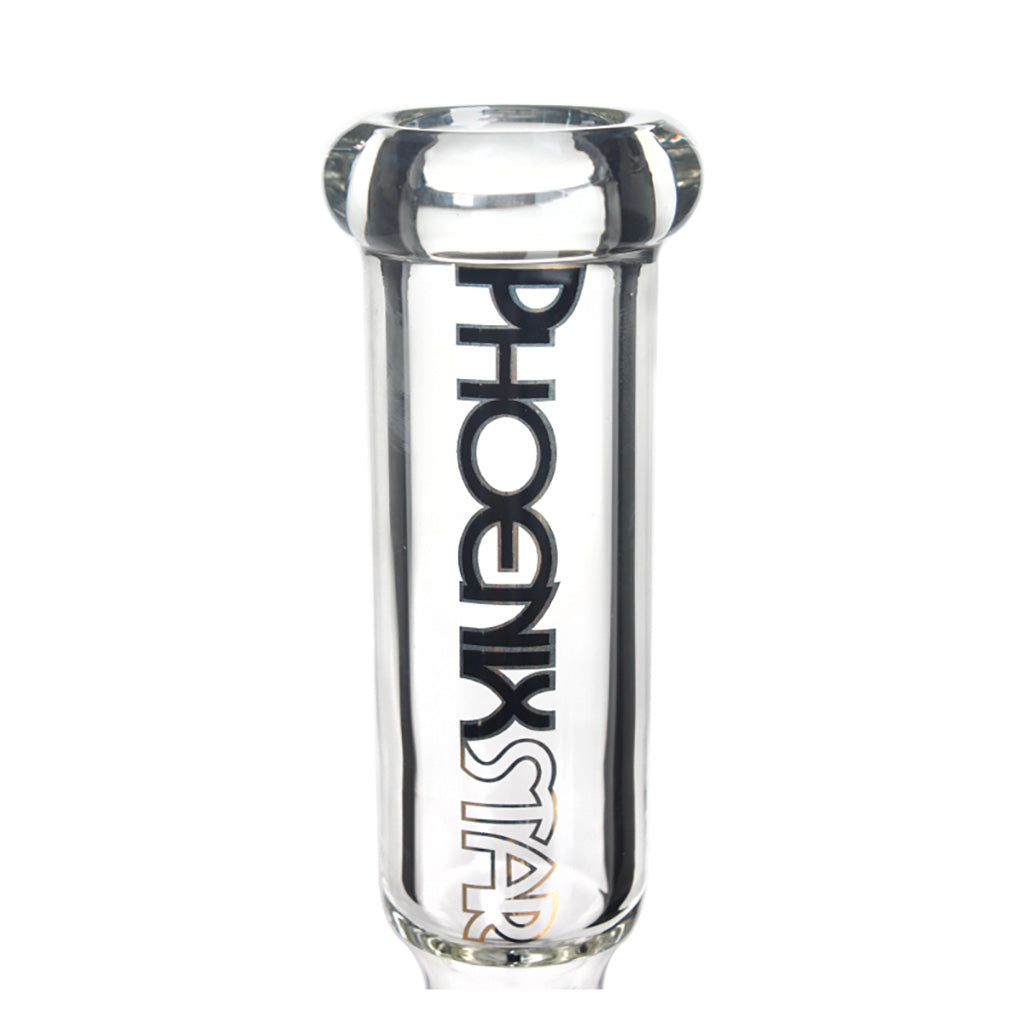Phoenix Star logo on 10" Straight Tube Bong neck, available to buy online 