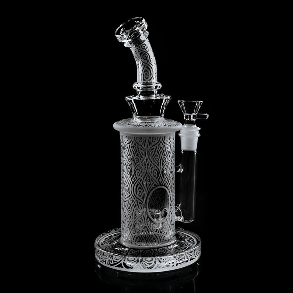 Buy 9 inch sandblasted bent neck bong Phoenix Glass angle view for sale 