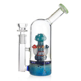 Green Phoenix glass dab rig with specialty perc for sale at Fat Ass Glass, in stock with fast shipping