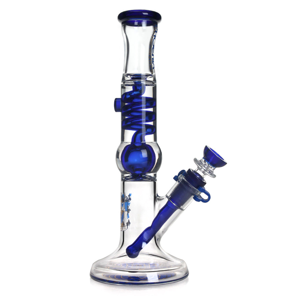 Shop 11 inch freezable Phoenix Star glycerin straight tube bong with blue accent – order online for cold, smooth hits 