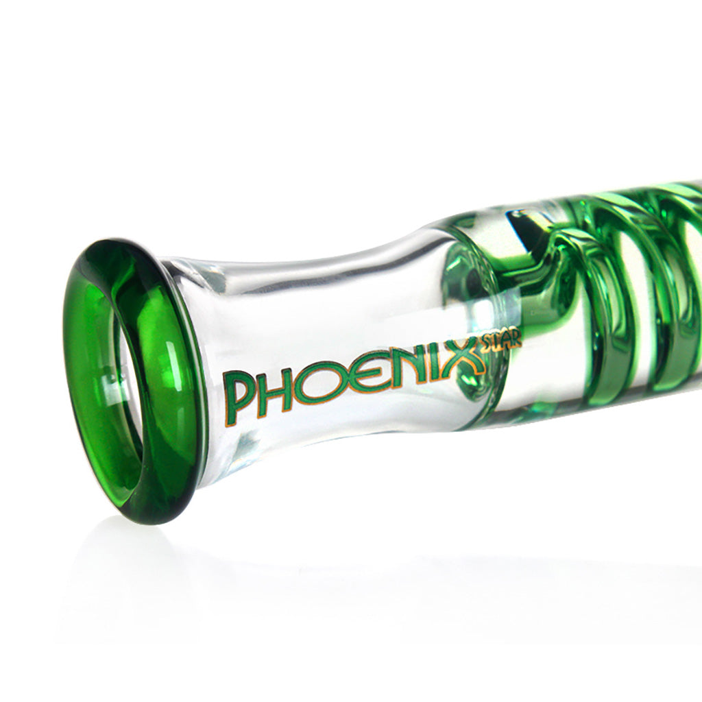 Phoenix Star 11 inch freezable glycerin straight tube bong with green mouthpiece – buy now at Fat Ass Glass 