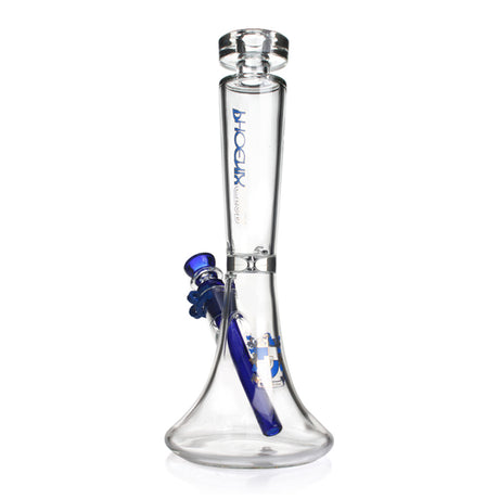 Blue Phoenix Star 12 inch helix glass beaker bong with removable downstem and bowl back view