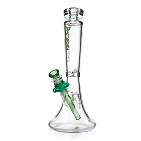 Green Phoenix Star 12 inch helix glass beaker bong with removable downstem and bowl at FGC