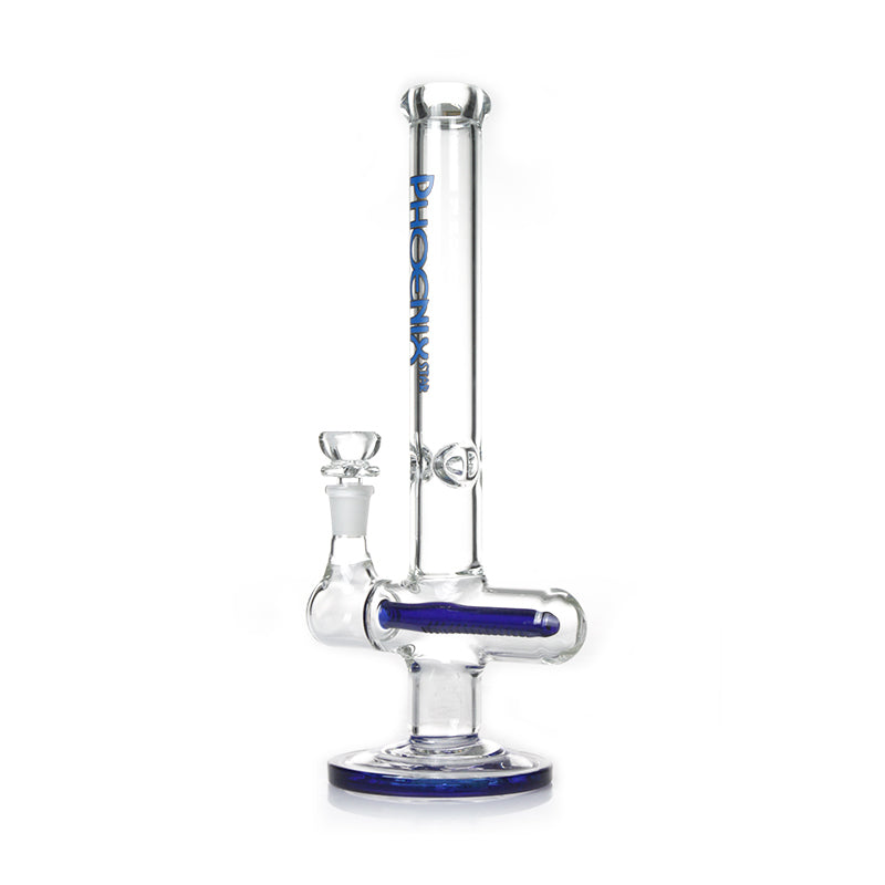 Phoenix Star 12 inch Inline Perc glass bong with blue accents available now
