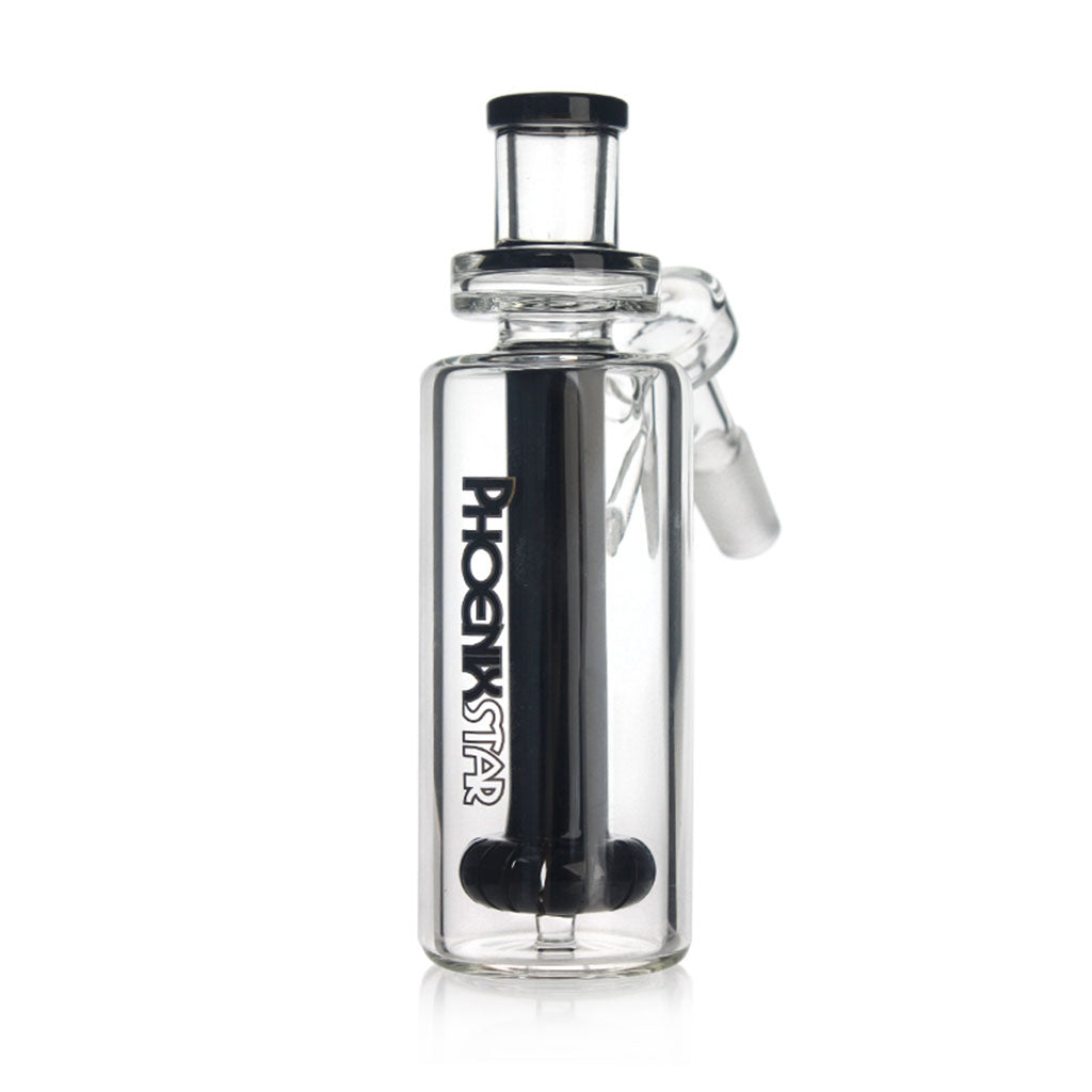 Black Phoenix Star showerhead perc ash catcher with 14mm female to male joint and 45 degree angle.