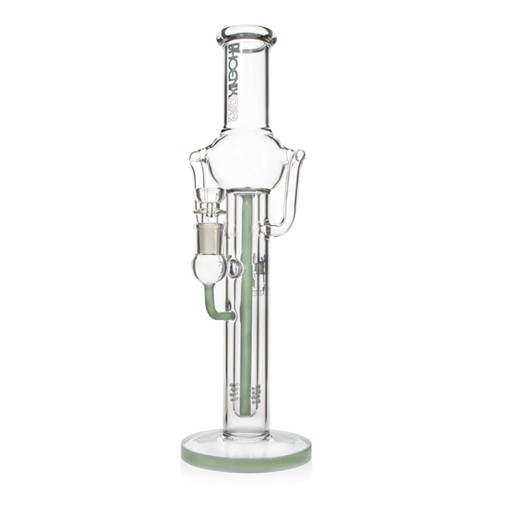 Purchase Phoenix Star 15.5 inch straight tube recycler bong in green – order online for fast shipping 