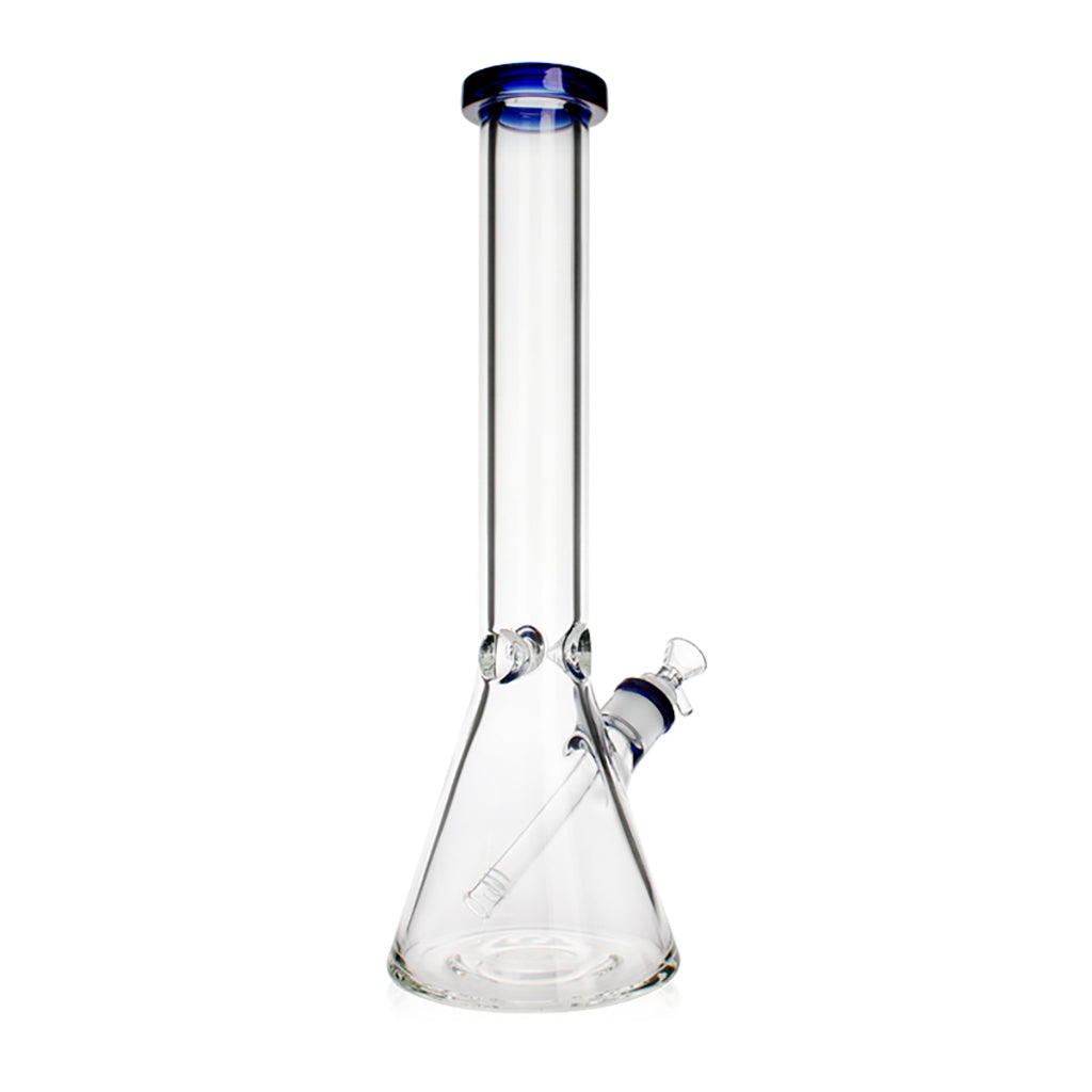 Phoenix Star 15 inch thick beaker bong blue rim – side view, for sale online