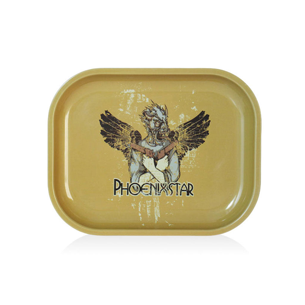 Phoenix Star metal rolling tray with winged graphic artwork from the travel kit 