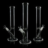 Shop 5mm thick straight tube bong by Phoenix Star, blue rim accent, premium glass for sale at Fat Ass Glass