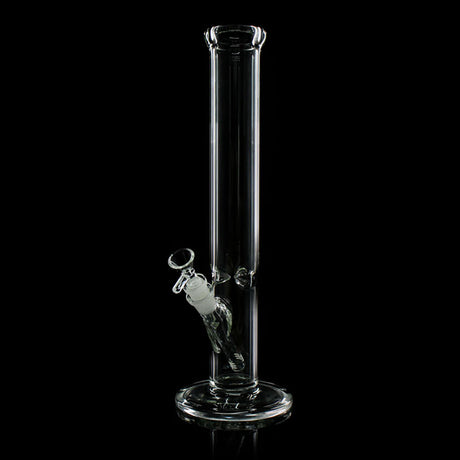 Close-up of Phoenix Star 5mm thick straight tube bong blue rim, quality glass bong for sale online