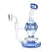 Blue Phoenix Star 8 inch orb recycler dab rig with quartz banger, front view, available now at Fat Ass Glass