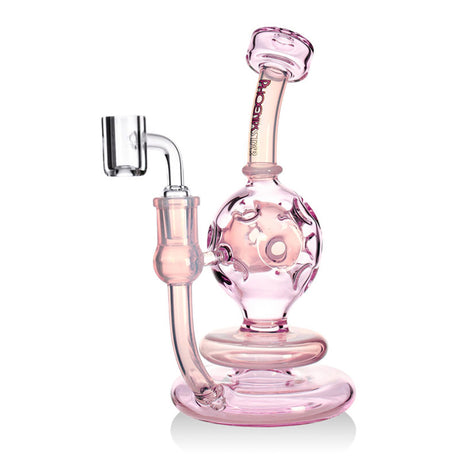 Phoenix Star 8 inch pink orb recycler dab rig with 14mm quartz banger.