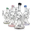  Lineup of Phoenix Star 9 inch recycler showerhead perc oil rigs showing black blue green and pink color variants