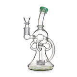 Phoenix Star 9 inch recycler oil rig with showerhead perc and green accented mouthpiece