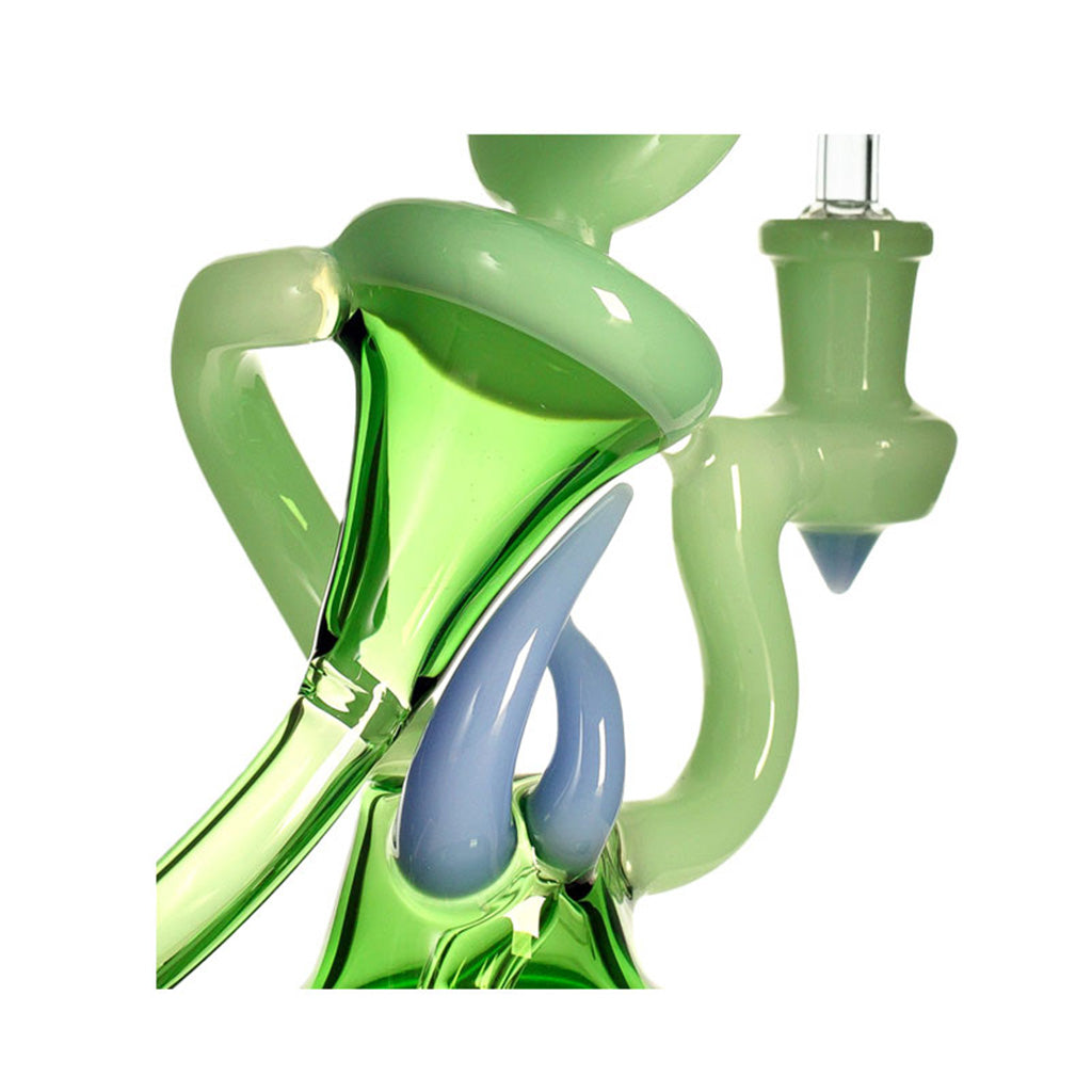 Phoenix Star 6 inch abstract figure recycler oil rig with green accent recycler part view