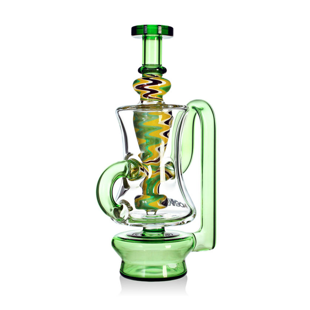 Front view of the green Phoenix Star American Northstar Puffco Peak Pro glass top, available at Fat Ass Glass as a colorful upgrade attachment. 