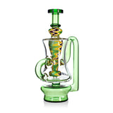 Front view of the green Phoenix Star American Northstar Puffco Peak Pro glass top, available at Fat Ass Glass as a colorful upgrade attachment. 