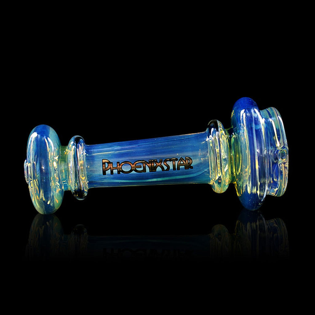 Alternate side angle of the Phoenix Star compact silver fumed Puffco Peak Pro replacement glass, for sale with fast shipping at Fat Ass Glass.