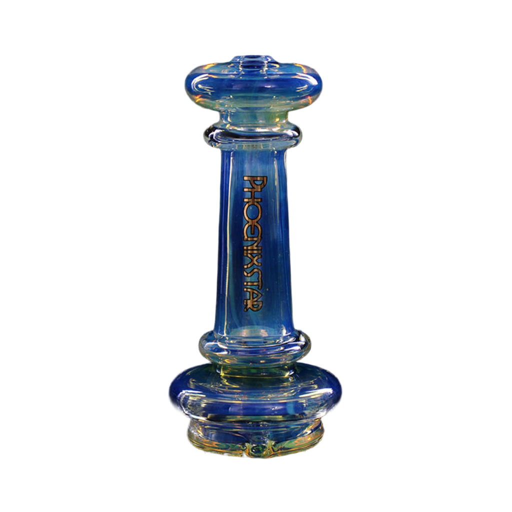 Upright view of the Phoenix Star compact silver fumed Puffco Peak Pro glass top, ready to buy online from Fat Ass Glass.