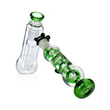 Top angle of the green Phoenix Star freezable coil glycerin bubbler highlighting mouthpiece and coil handle