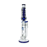 Blue Phoenix Star freezable coil Klein recycler water pipe with spiral glycerin coil, standing on white background, ready to buy from Fat Ass Glass. 