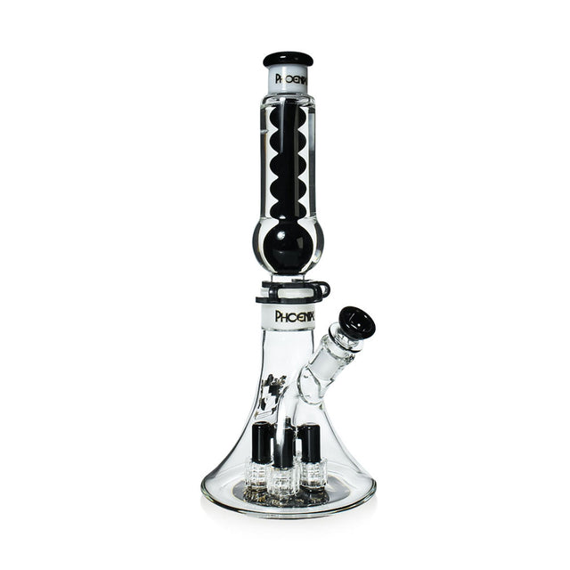 Black Phoenix Star glycerin condenser bong with 4 showerhead percs and wide base, premium glass water pipe for sale at Fat Ass Glass.