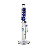 Full view of the blue Phoenix Star glycerin condenser recycler bong with showerhead perc and freezable coil, available from Fat Ass Glass.