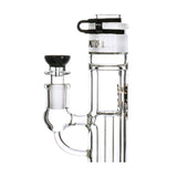 Close shot of the black bowl and joint on the Phoenix Star glycerin recycler bong, ready to buy online from Fat Ass Glass. 