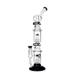 Full black-accent Phoenix Star modular triple stack bong with double matrix percs, available to order from Fat Ass Glass